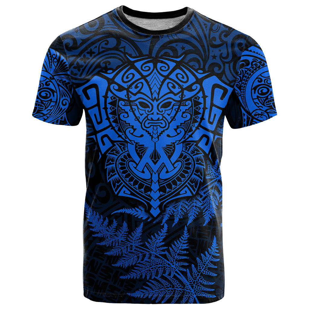 New Zealand Rugby T Shirt Silver Fern All Black Mix Ta Moko Blue Style LT9 - Vibe Hoodie Shop
