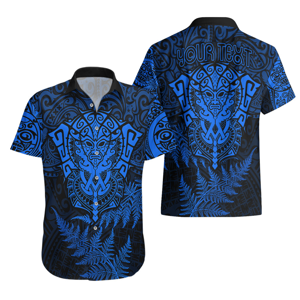 Personalised New Zealand Rugby Hawaiian Shirt Silver Fern All Black Mix Ta Moko Blue Style - Vibe Hoodie Shop