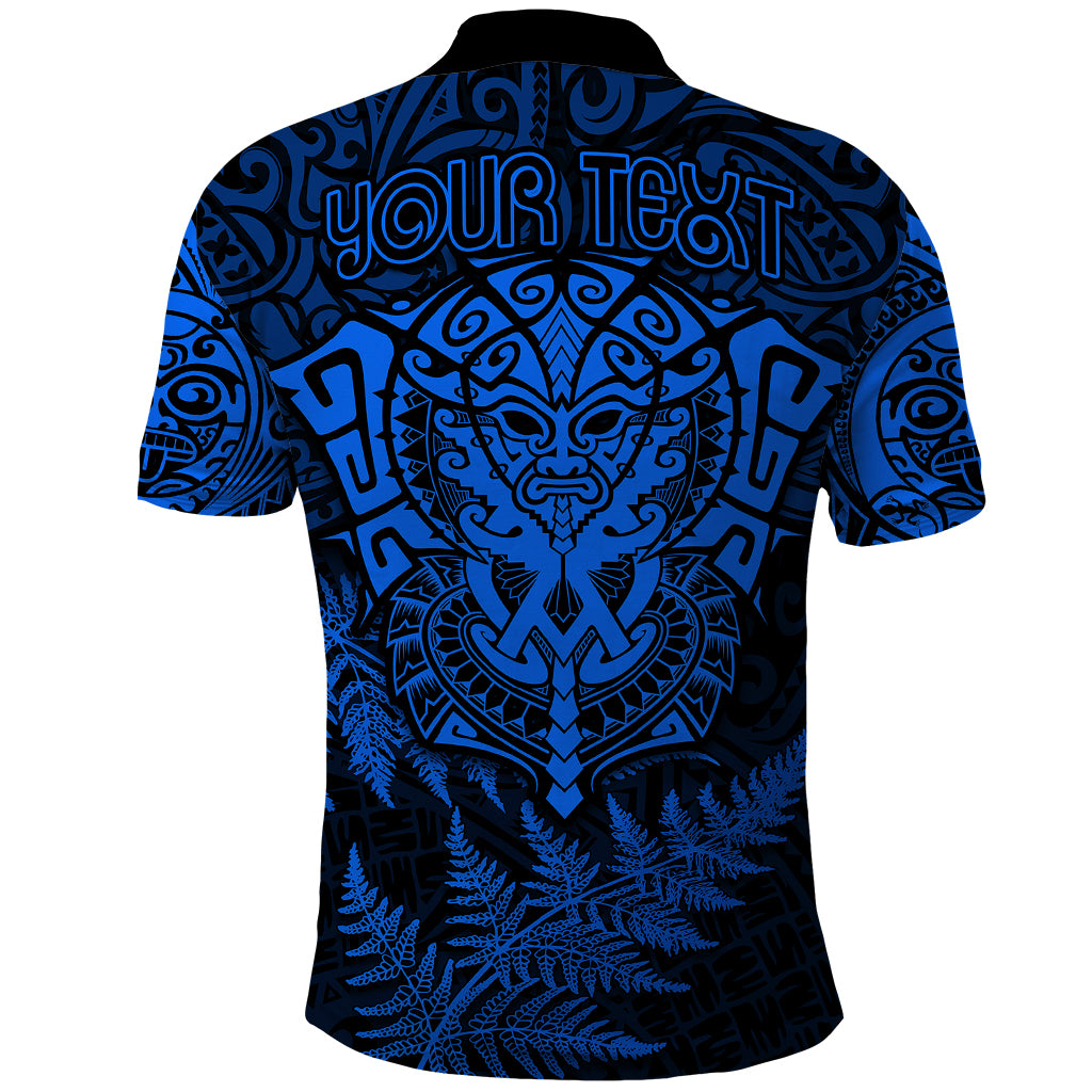 Personalised New Zealand Rugby Polo Shirt Silver Fern All Black Mix Ta Moko Blue Style LT9 - Vibe Hoodie Shop
