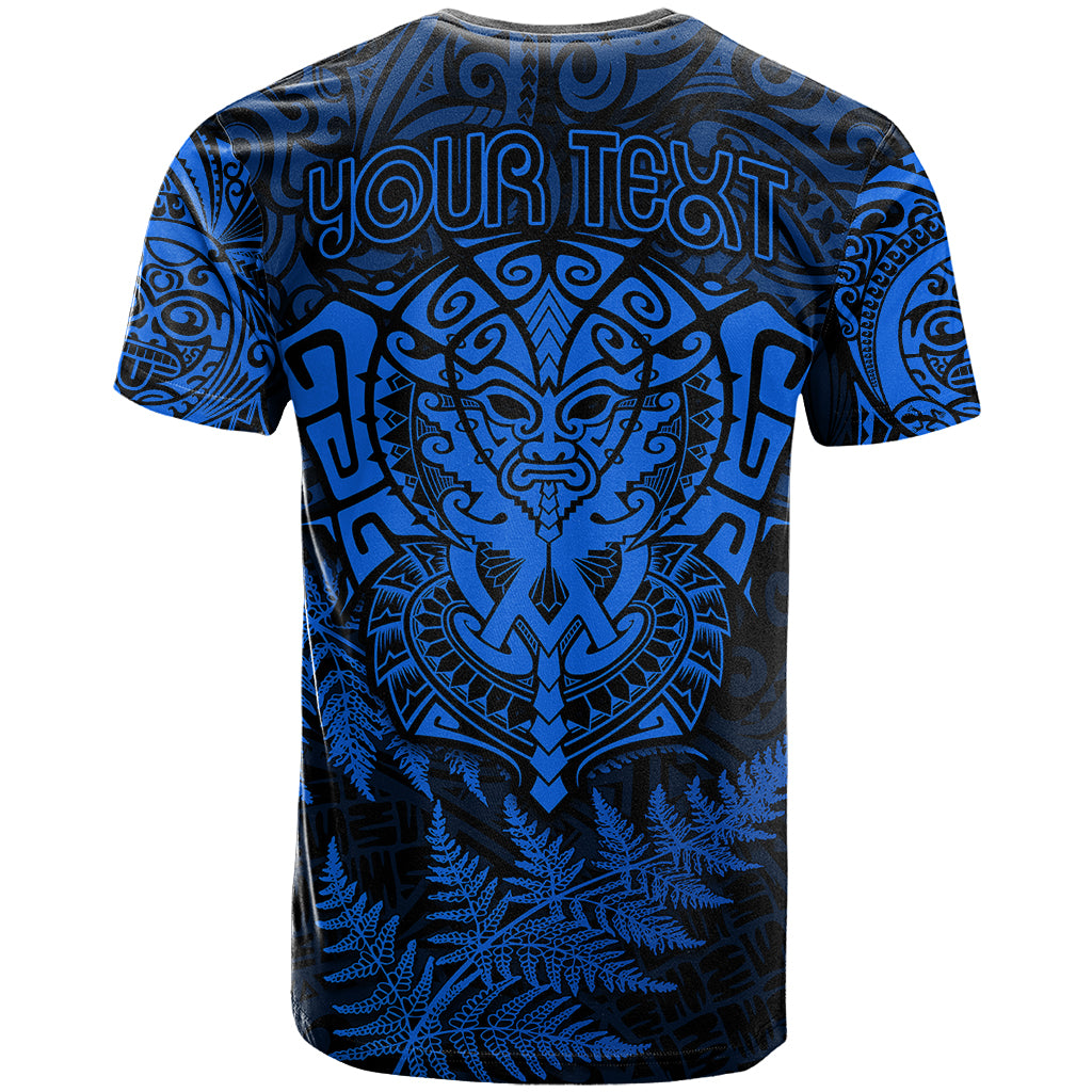 Personalised New Zealand Rugby T Shirt Silver Fern All Black Mix Ta Moko Blue Style LT9 - Vibe Hoodie Shop