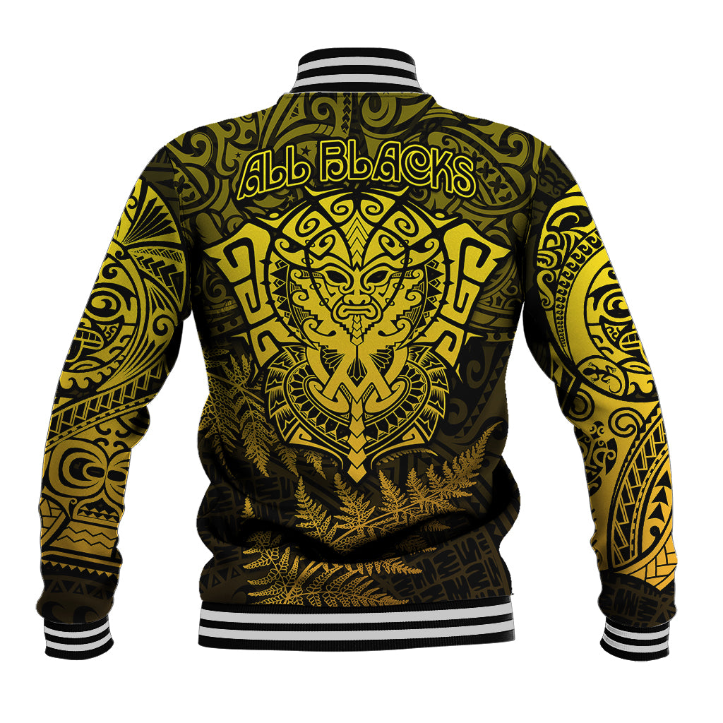New Zealand Rugby Baseball Jacket Silver Fern All Black Mix Ta Moko Gold Style - Vibe Hoodie Shop