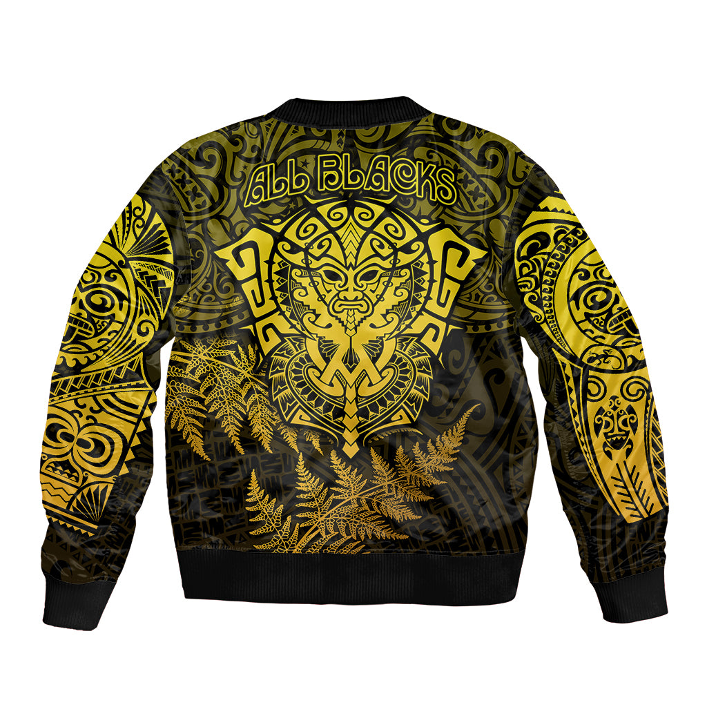 New Zealand Rugby Bomber Jacket Silver Fern All Black Mix Ta Moko Gold Style - Vibe Hoodie Shop