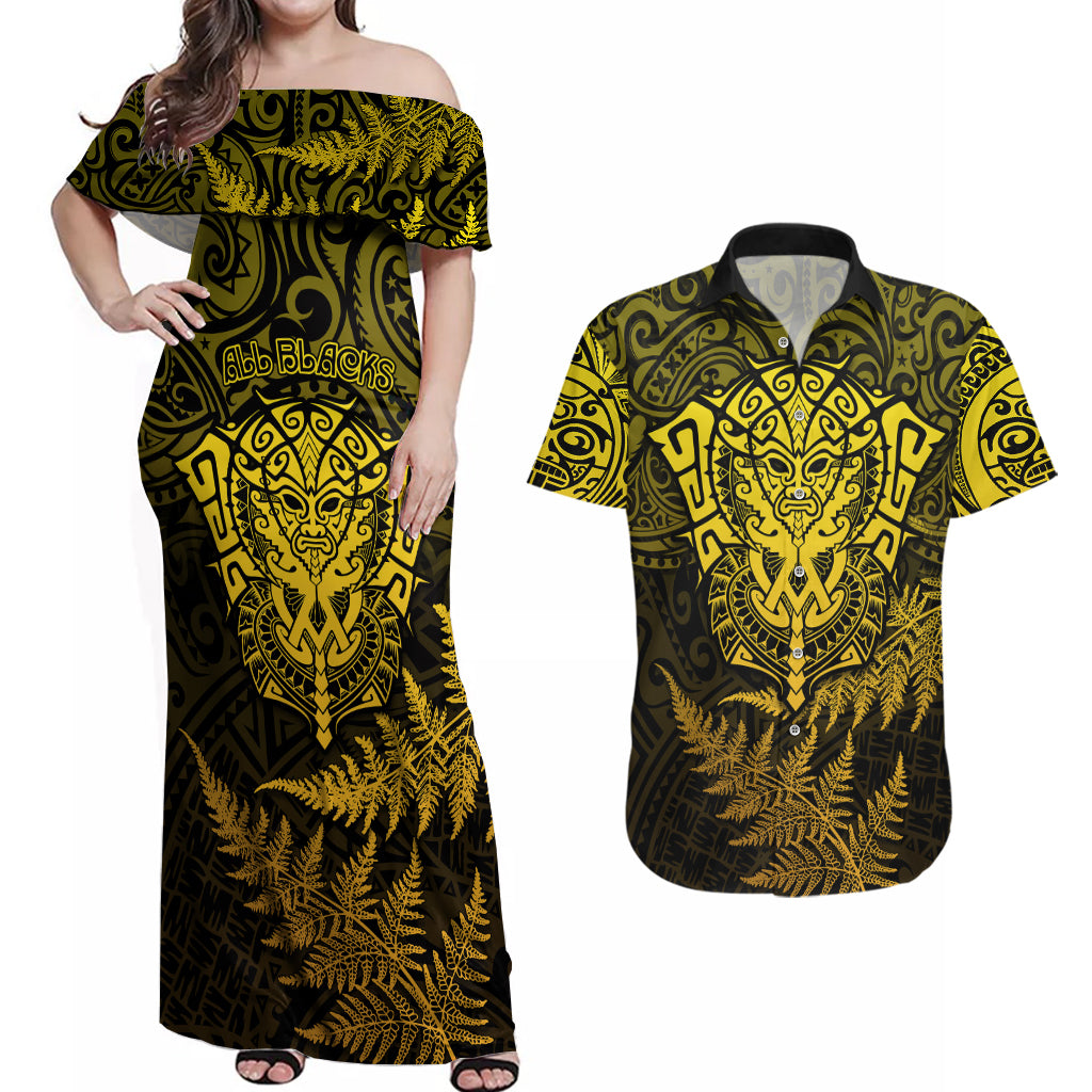 new-zealand-rugby-couples-matching-off-shoulder-maxi-dress-and-hawaiian-shirt-silver-fern-all-black-mix-ta-moko-gold-style