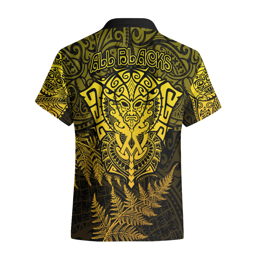 New Zealand Rugby Hawaiian Shirt Silver Fern All Black Mix Ta Moko Gold Style - Vibe Hoodie Shop