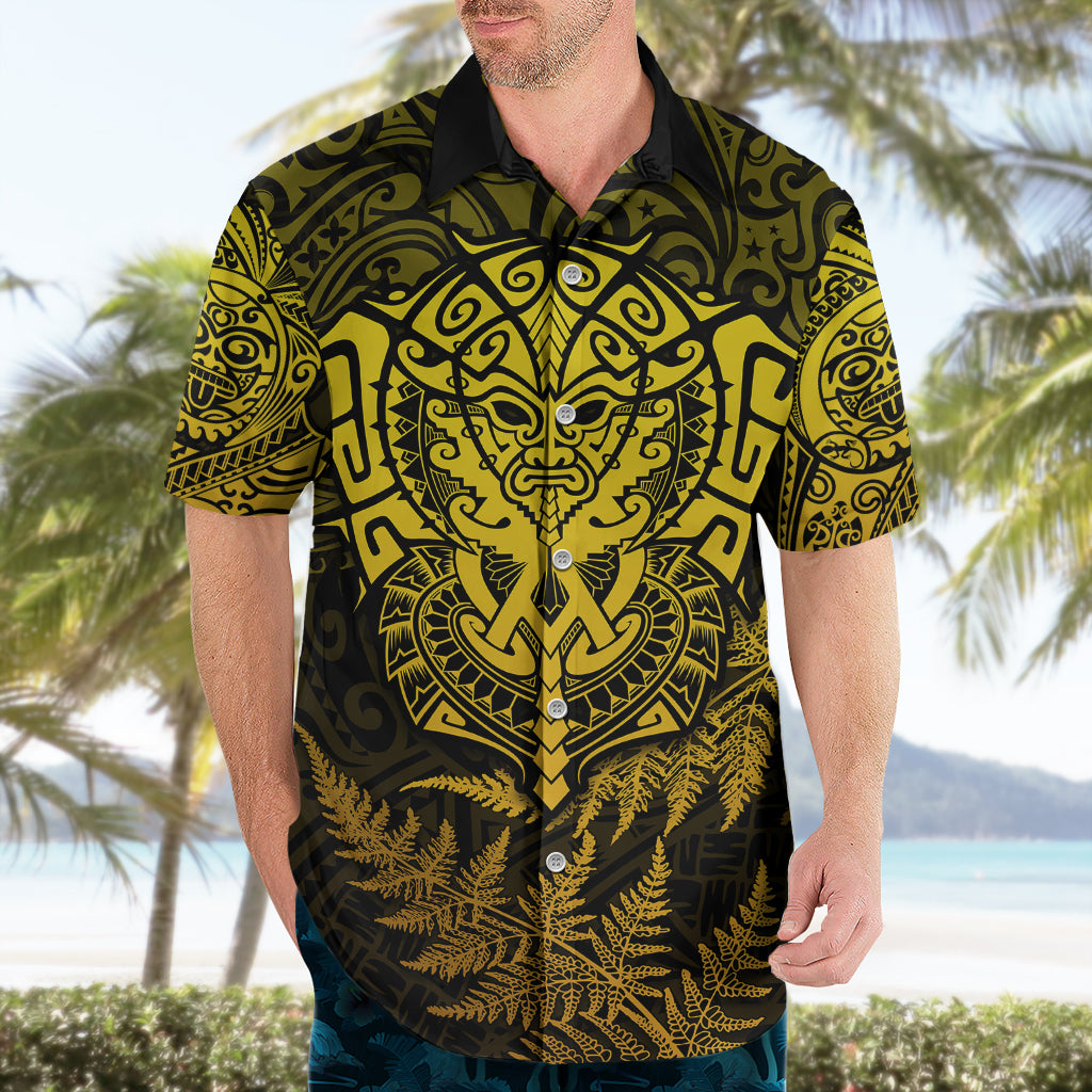 New Zealand Rugby Hawaiian Shirt Silver Fern All Black Mix Ta Moko Gold Style - Vibe Hoodie Shop