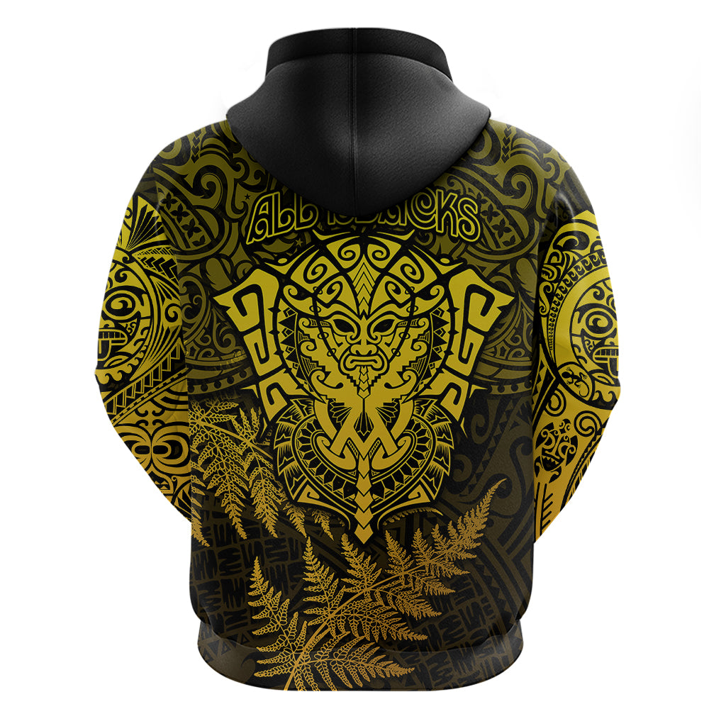 New Zealand Rugby Hoodie Silver Fern All Black Mix Ta Moko Gold Style LT9 - Vibe Hoodie Shop