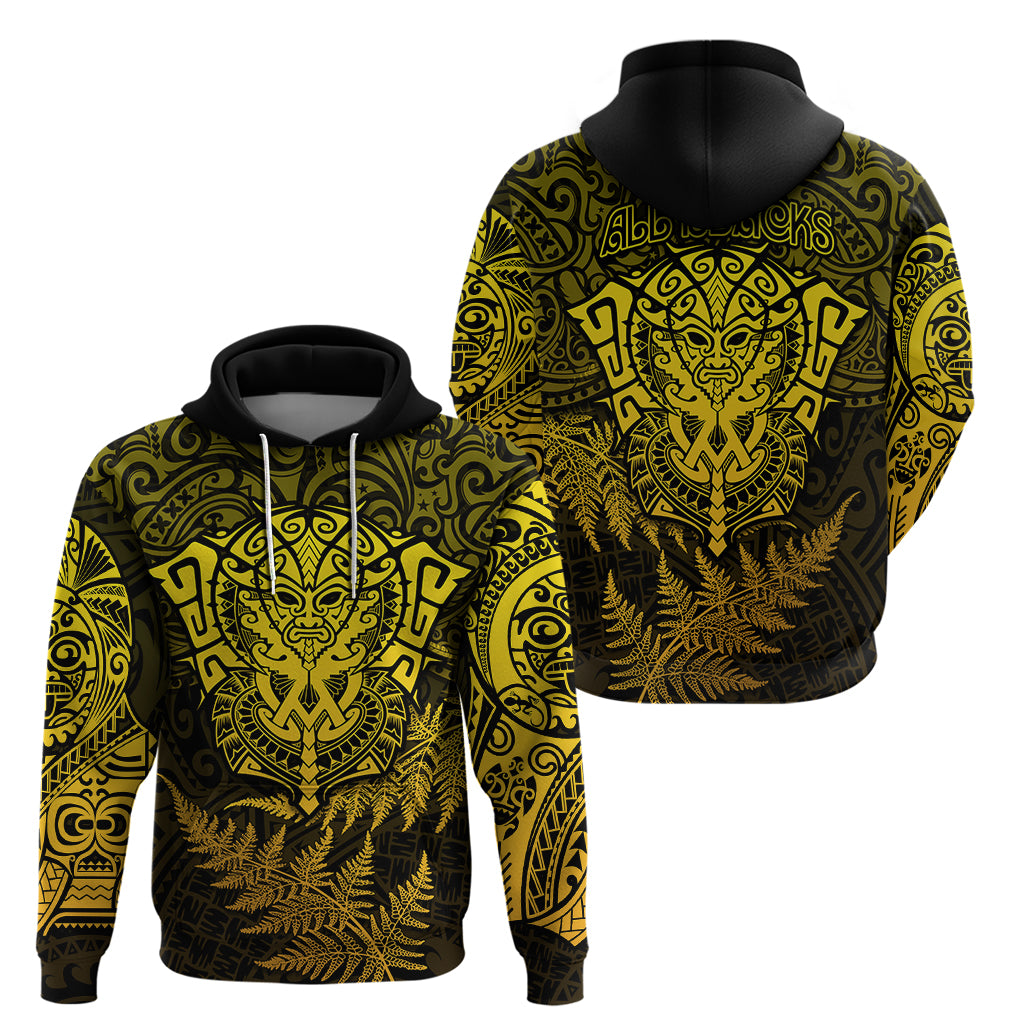 New Zealand Rugby Hoodie Silver Fern All Black Mix Ta Moko Gold Style LT9 - Vibe Hoodie Shop
