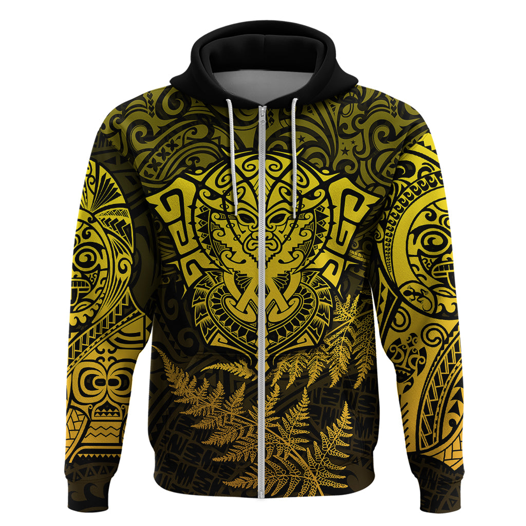 New Zealand Rugby Hoodie Silver Fern All Black Mix Ta Moko Gold Style LT9 - Vibe Hoodie Shop