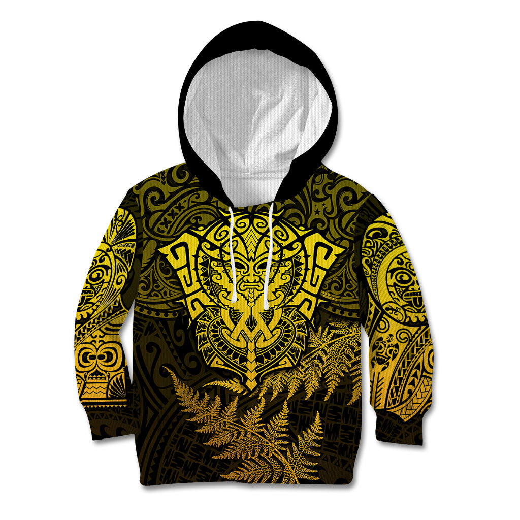 New Zealand Rugby Kid Hoodie Silver Fern All Black Mix Ta Moko Gold Style - Vibe Hoodie Shop