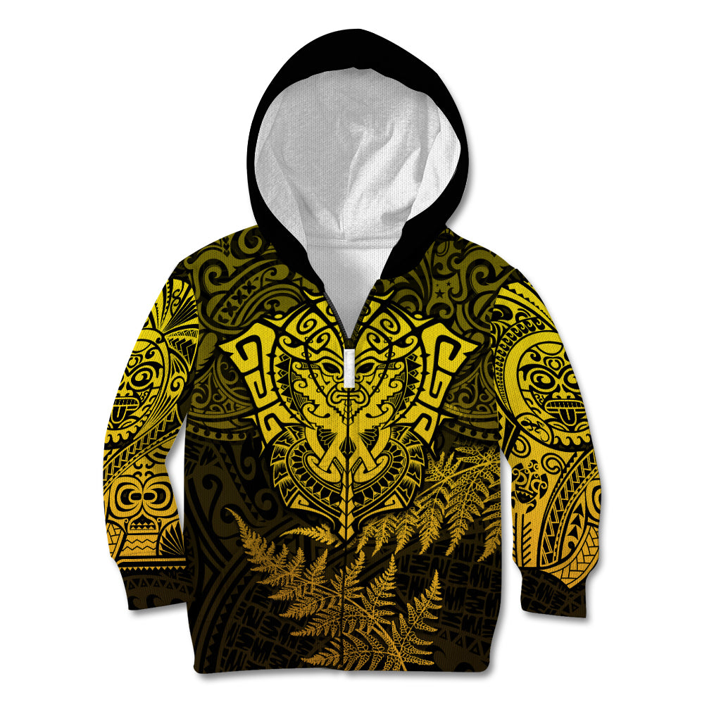 New Zealand Rugby Kid Hoodie Silver Fern All Black Mix Ta Moko Gold Style - Vibe Hoodie Shop