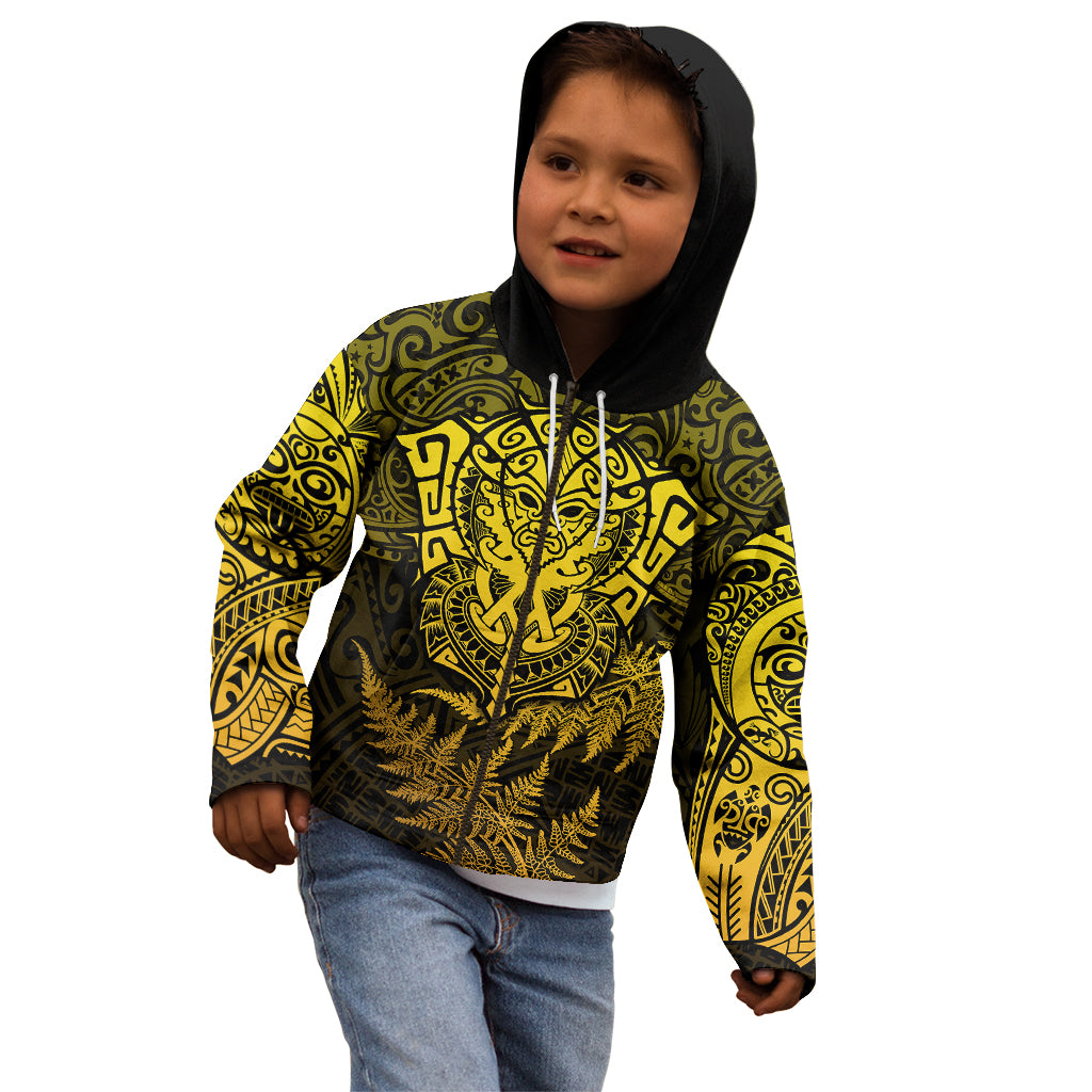 New Zealand Rugby Kid Hoodie Silver Fern All Black Mix Ta Moko Gold Style - Vibe Hoodie Shop