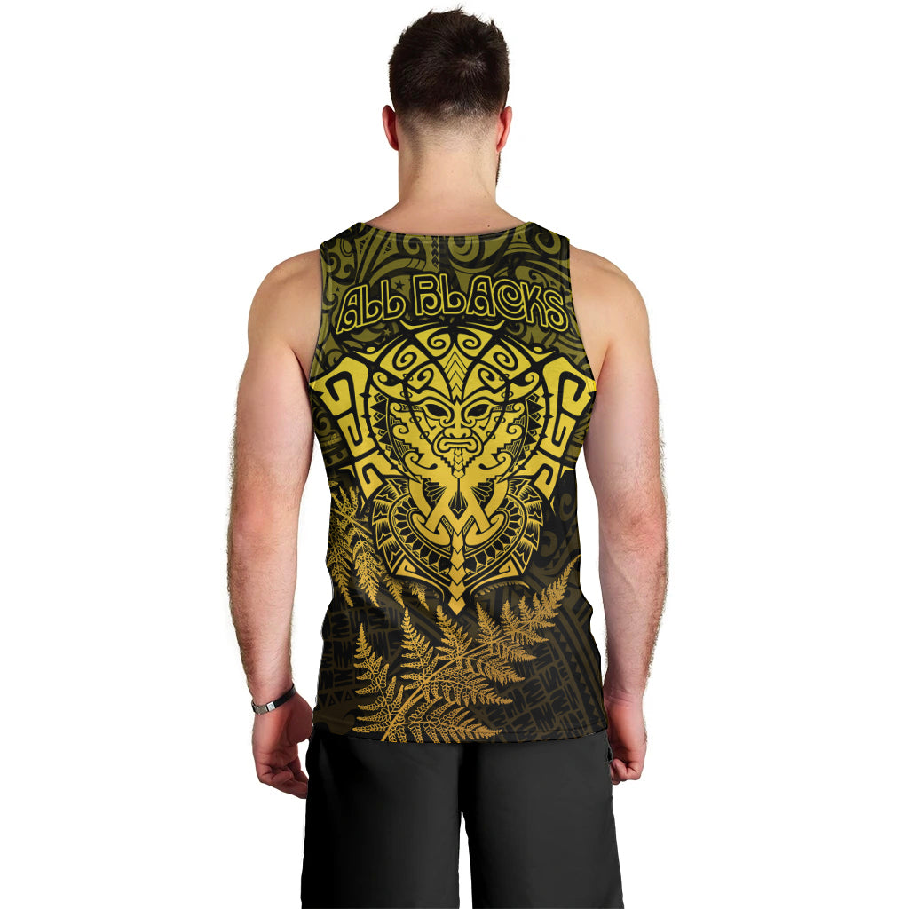 New Zealand Rugby Men Tank Top Silver Fern All Black Mix Ta Moko Gold Style - Vibe Hoodie Shop