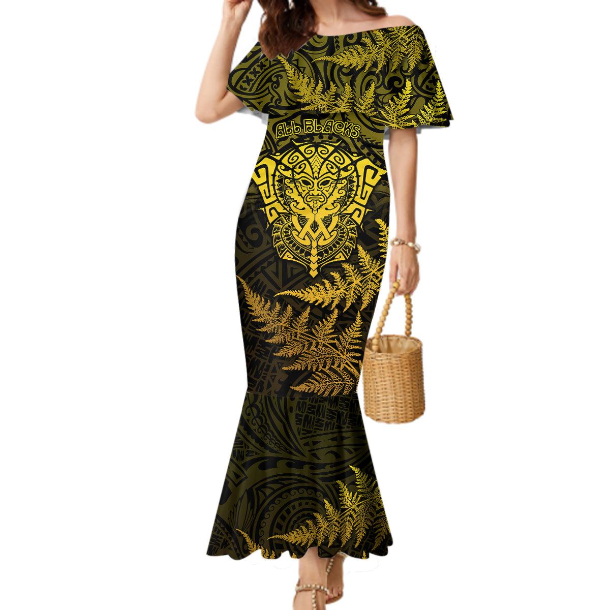new-zealand-rugby-mermaid-dress-silver-fern-all-black-mix-ta-moko-gold-style