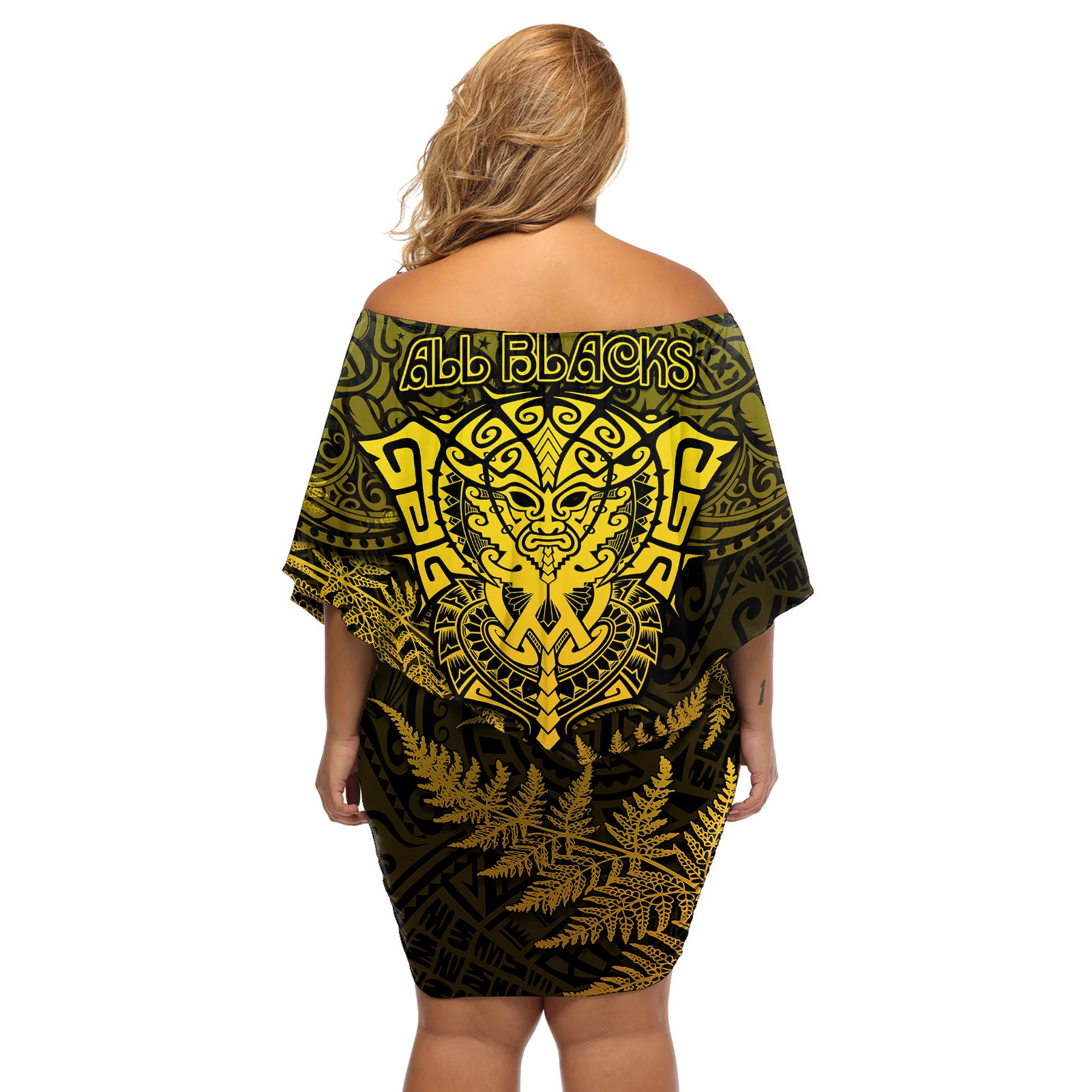 new-zealand-rugby-off-shoulder-short-dress-silver-fern-all-black-mix-ta-moko-gold-style