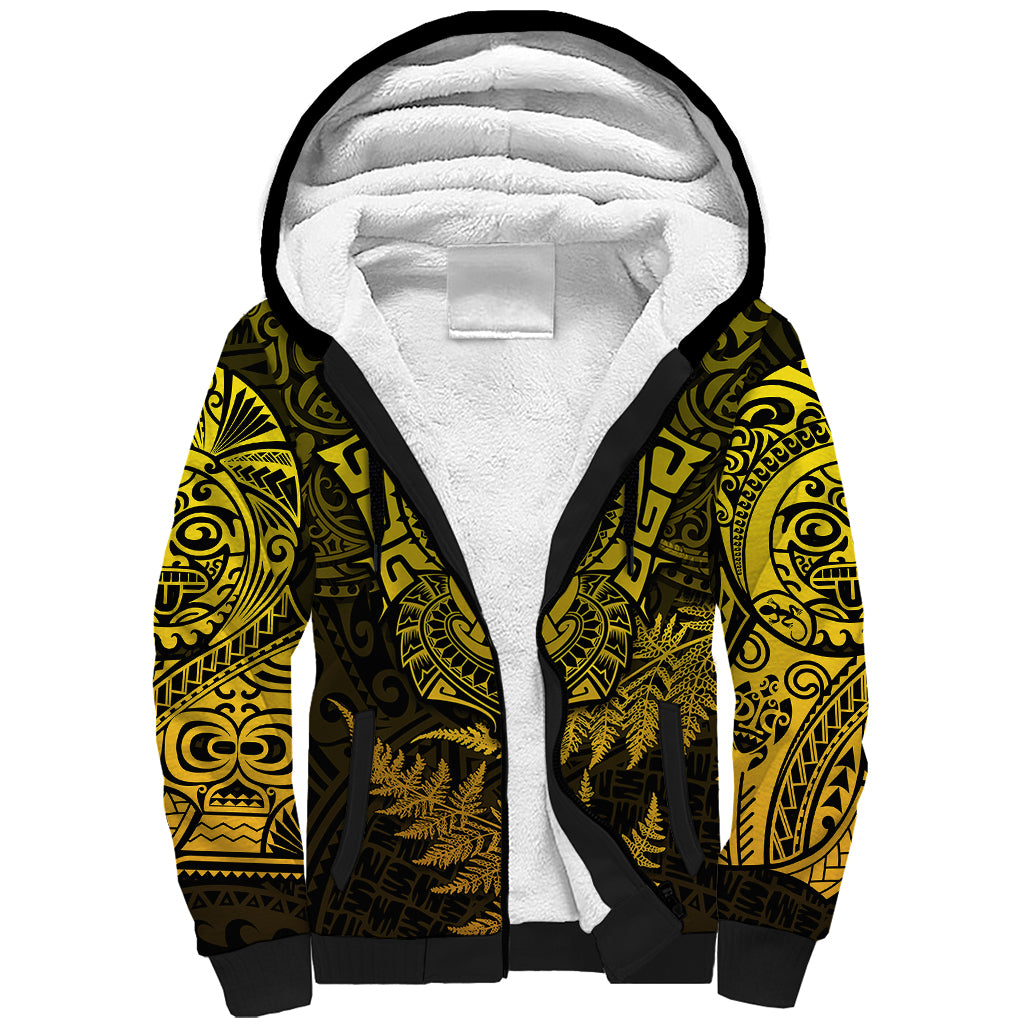 New Zealand Rugby Sherpa Hoodie Silver Fern All Black Mix Ta Moko Gold Style - Vibe Hoodie Shop