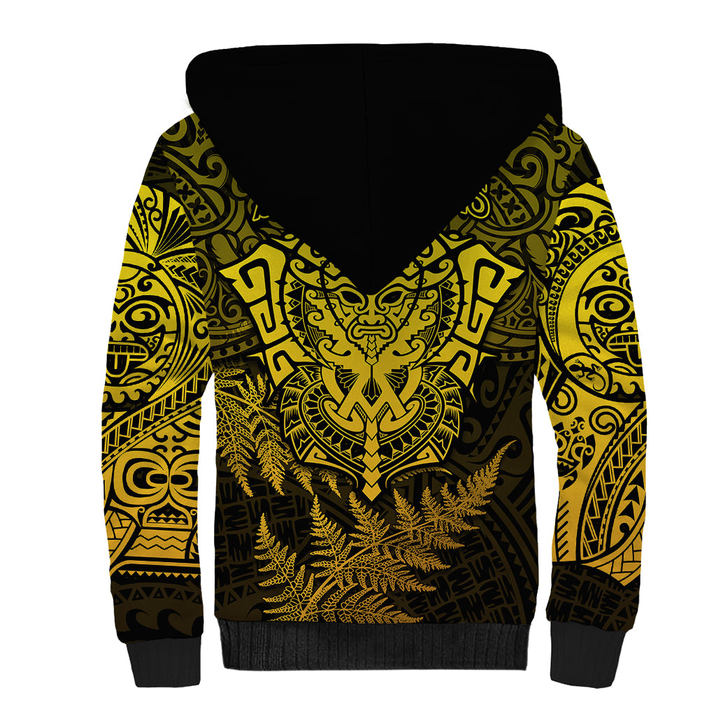 New Zealand Rugby Sherpa Hoodie Silver Fern All Black Mix Ta Moko Gold Style - Vibe Hoodie Shop