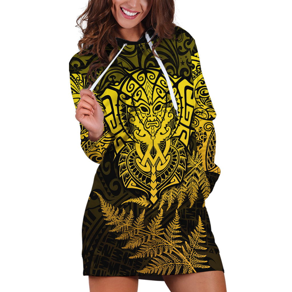 New Zealand Rugby Hoodie Dress Silver Fern All Black Mix Ta Moko Gold Style - Vibe Hoodie Shop