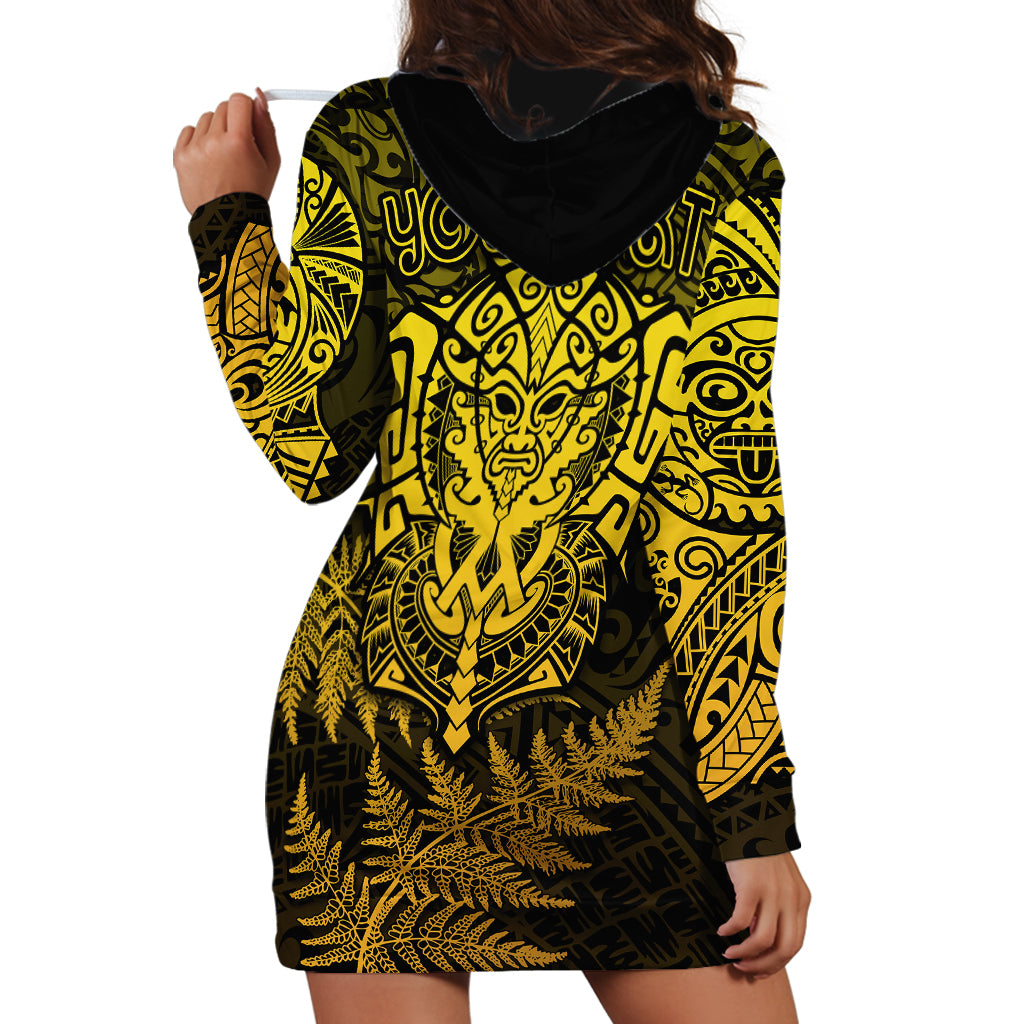 New Zealand Rugby Hoodie Dress Silver Fern All Black Mix Ta Moko Gold Style - Vibe Hoodie Shop
