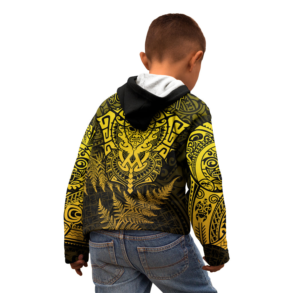New Zealand Rugby Kid Hoodie Silver Fern All Black Mix Ta Moko Gold Style - Vibe Hoodie Shop