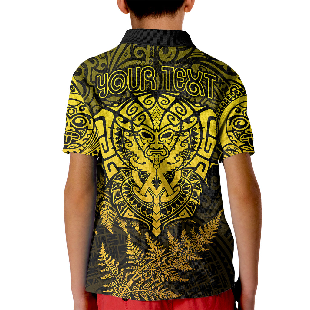 New Zealand Rugby Kid Polo Shirt Silver Fern All Black Mix Ta Moko Gold Style - Vibe Hoodie Shop