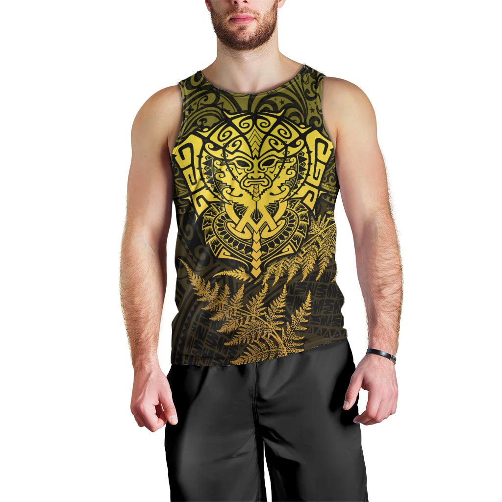 New Zealand Rugby Men Tank Top Silver Fern All Black Mix Ta Moko Gold Style - Vibe Hoodie Shop