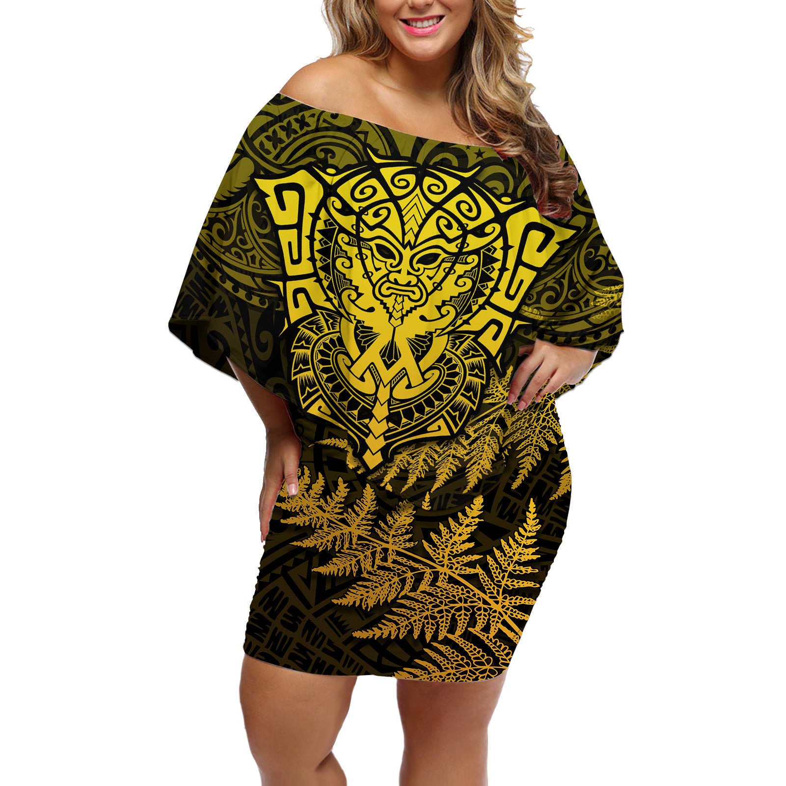 new-zealand-rugby-off-shoulder-short-dress-silver-fern-all-black-mix-ta-moko-gold-style