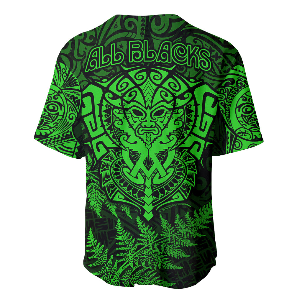New Zealand Rugby Baseball Jersey Silver Fern All Black Mix Ta Moko Green Style - Vibe Hoodie Shop