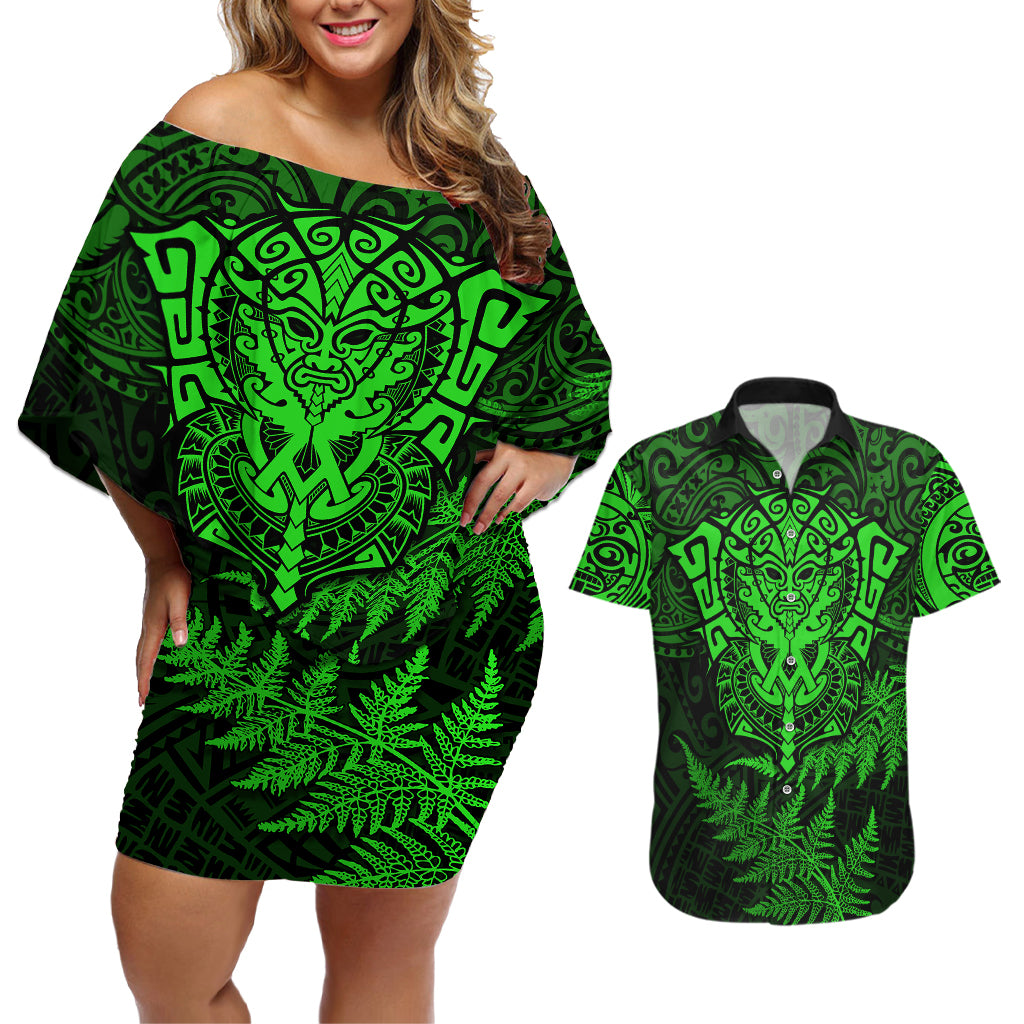 new-zealand-rugby-couples-matching-off-shoulder-short-dress-and-hawaiian-shirt-silver-fern-all-black-mix-ta-moko-green-style