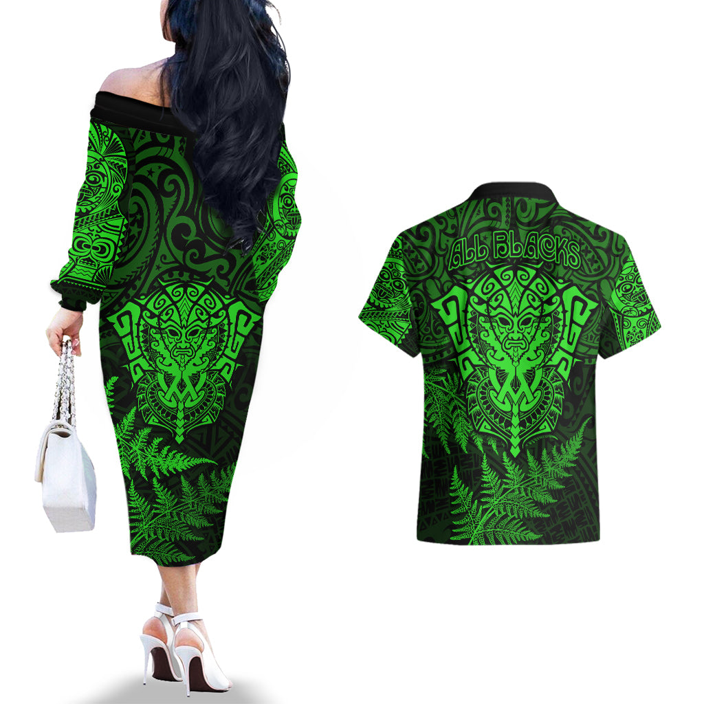 new-zealand-rugby-couples-matching-off-the-shoulder-long-sleeve-dress-and-hawaiian-shirt-silver-fern-all-black-mix-ta-moko-green-style
