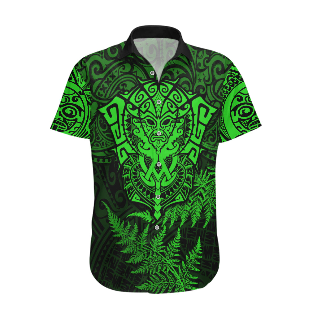New Zealand Rugby Hawaiian Shirt Silver Fern All Black Mix Ta Moko Green Style - Vibe Hoodie Shop