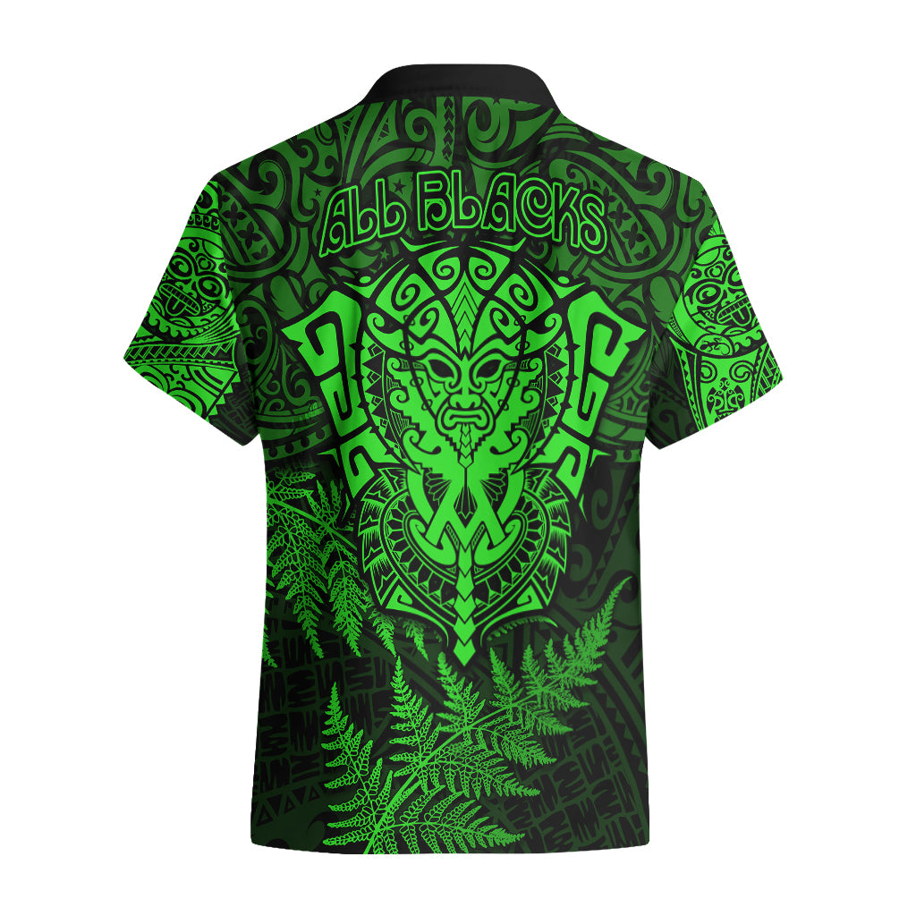New Zealand Rugby Hawaiian Shirt Silver Fern All Black Mix Ta Moko Green Style - Vibe Hoodie Shop
