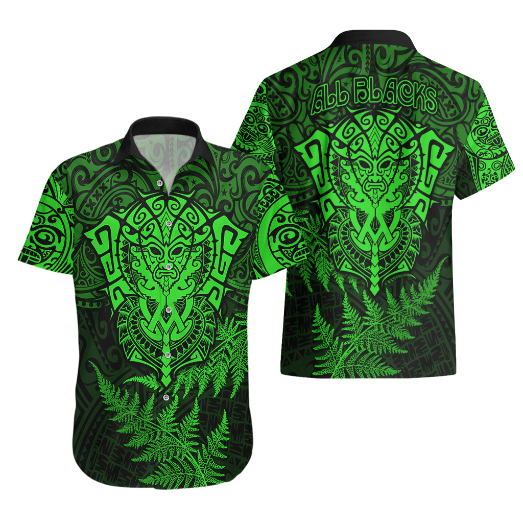 New Zealand Rugby Hawaiian Shirt Silver Fern All Black Mix Ta Moko Green Style - Vibe Hoodie Shop