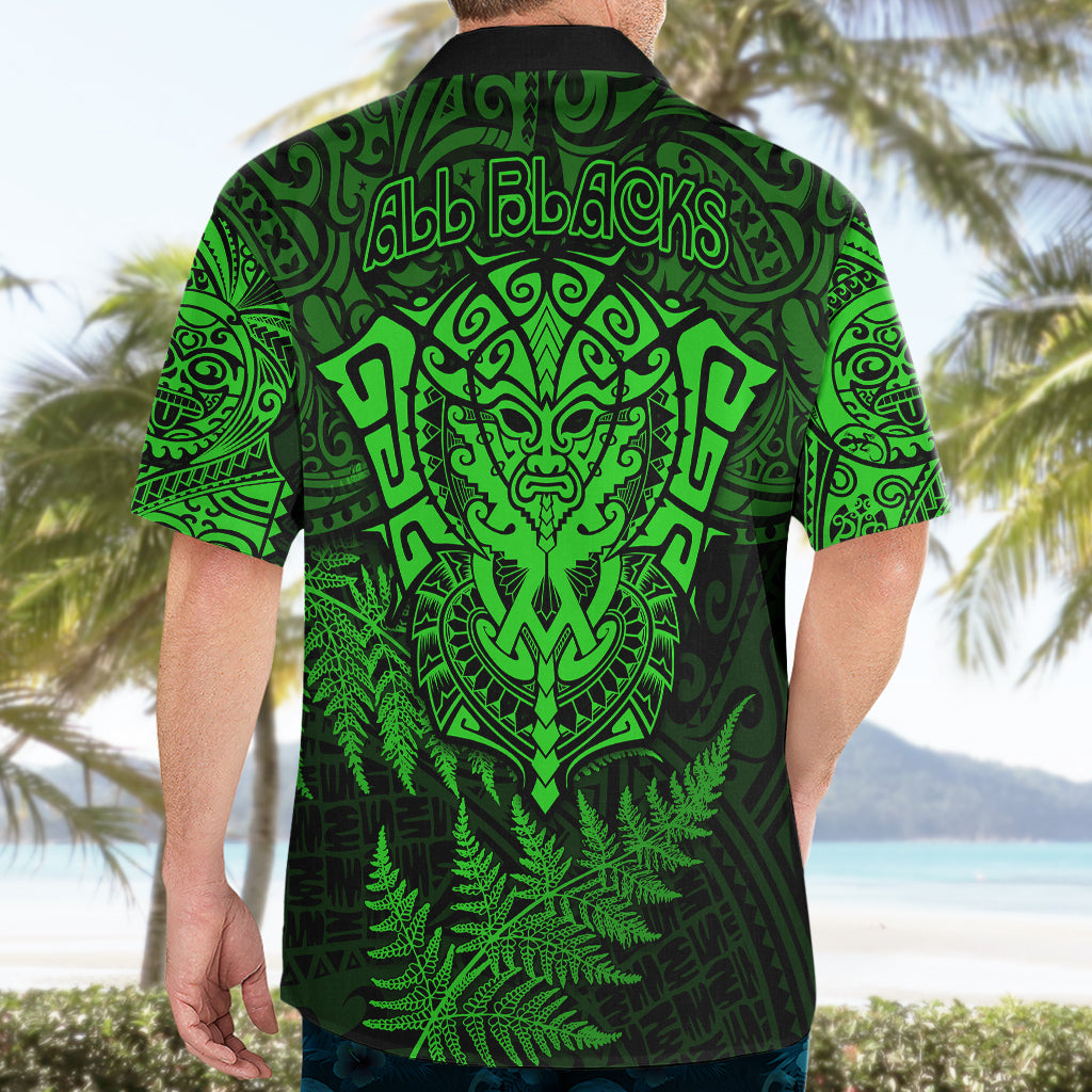 New Zealand Rugby Hawaiian Shirt Silver Fern All Black Mix Ta Moko Green Style - Vibe Hoodie Shop