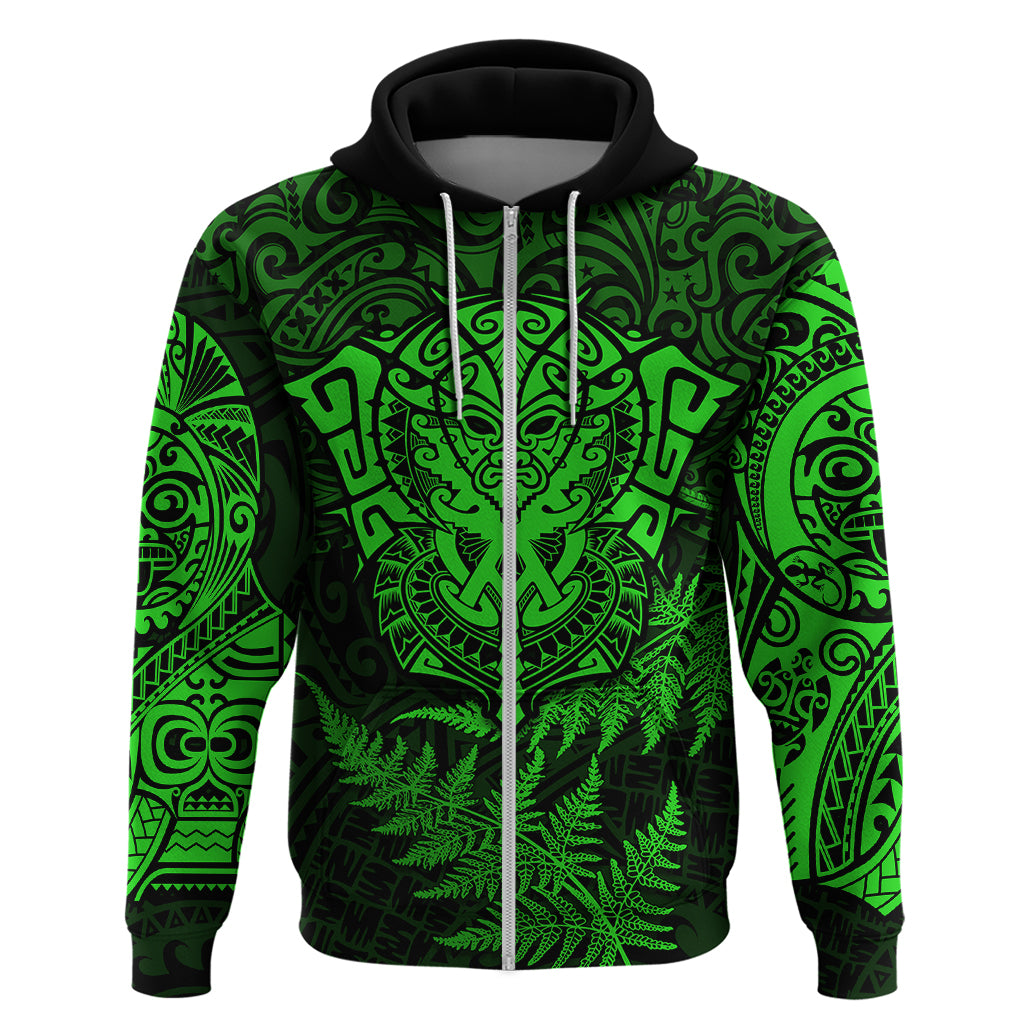 New Zealand Rugby Hoodie Silver Fern All Black Mix Ta Moko Green Style LT9 - Vibe Hoodie Shop