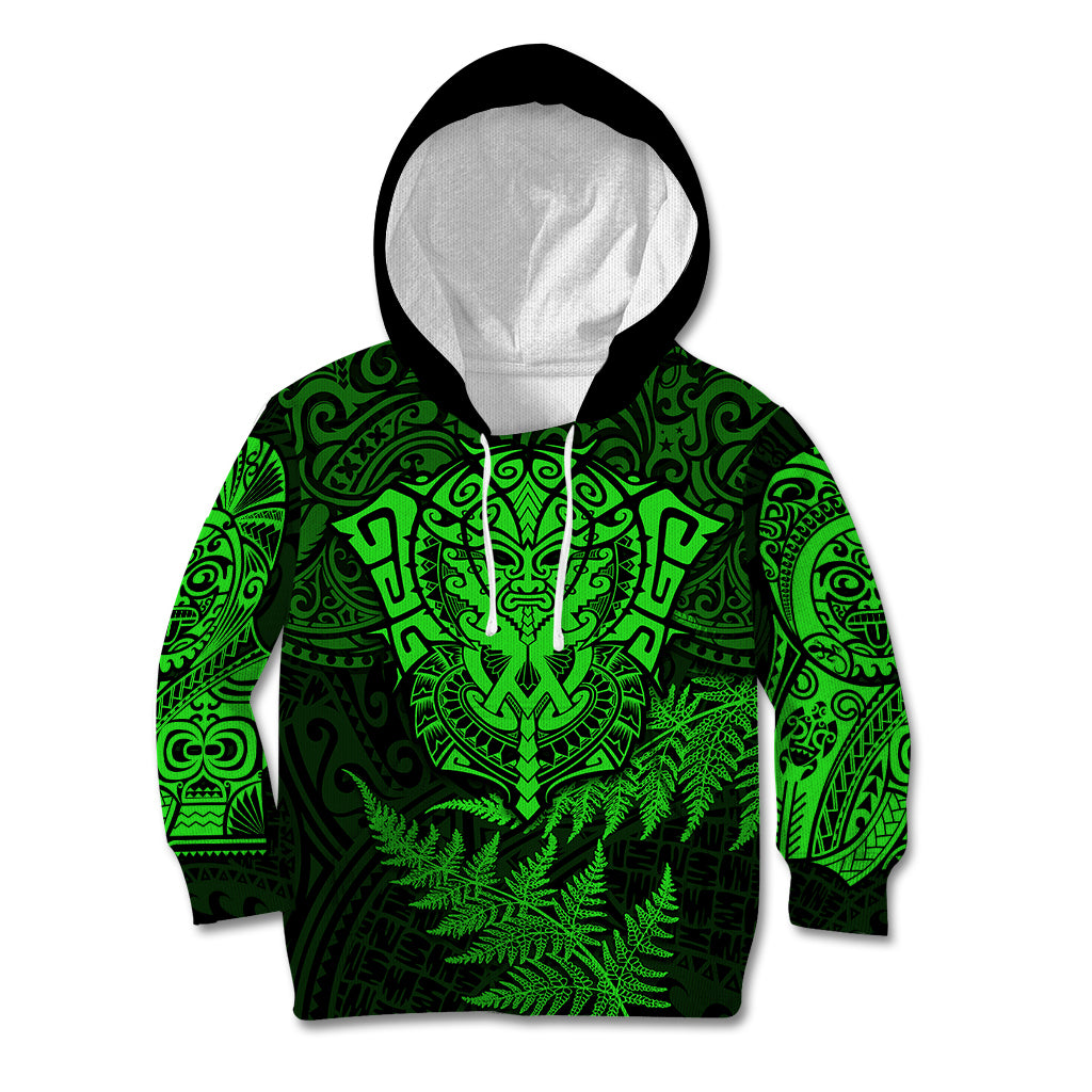 New Zealand Rugby Kid Hoodie Silver Fern All Black Mix Ta Moko Green Style - Vibe Hoodie Shop