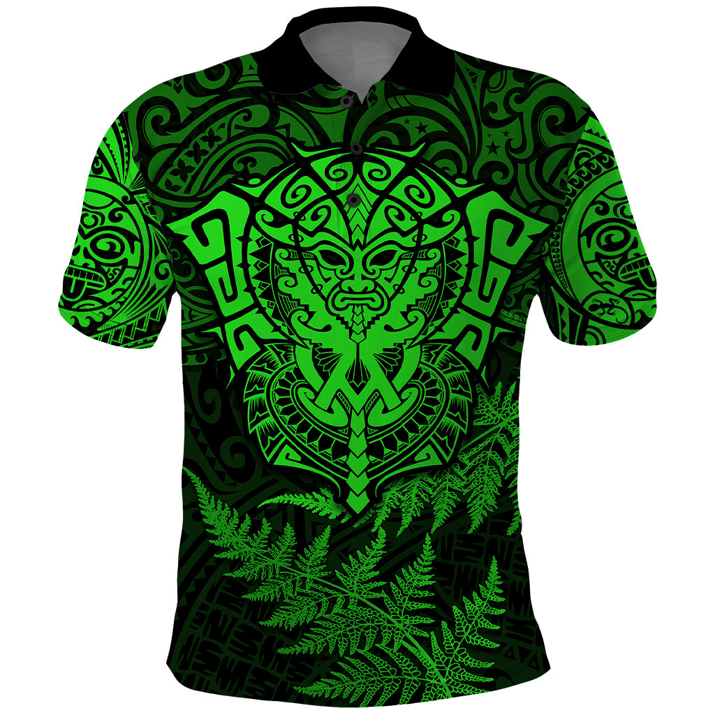 New Zealand Rugby Polo Shirt Silver Fern All Black Mix Ta Moko Green Style LT9 - Vibe Hoodie Shop