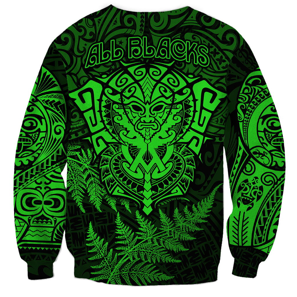 New Zealand Rugby Sweatshirt Silver Fern All Black Mix Ta Moko Green Style - Vibe Hoodie Shop