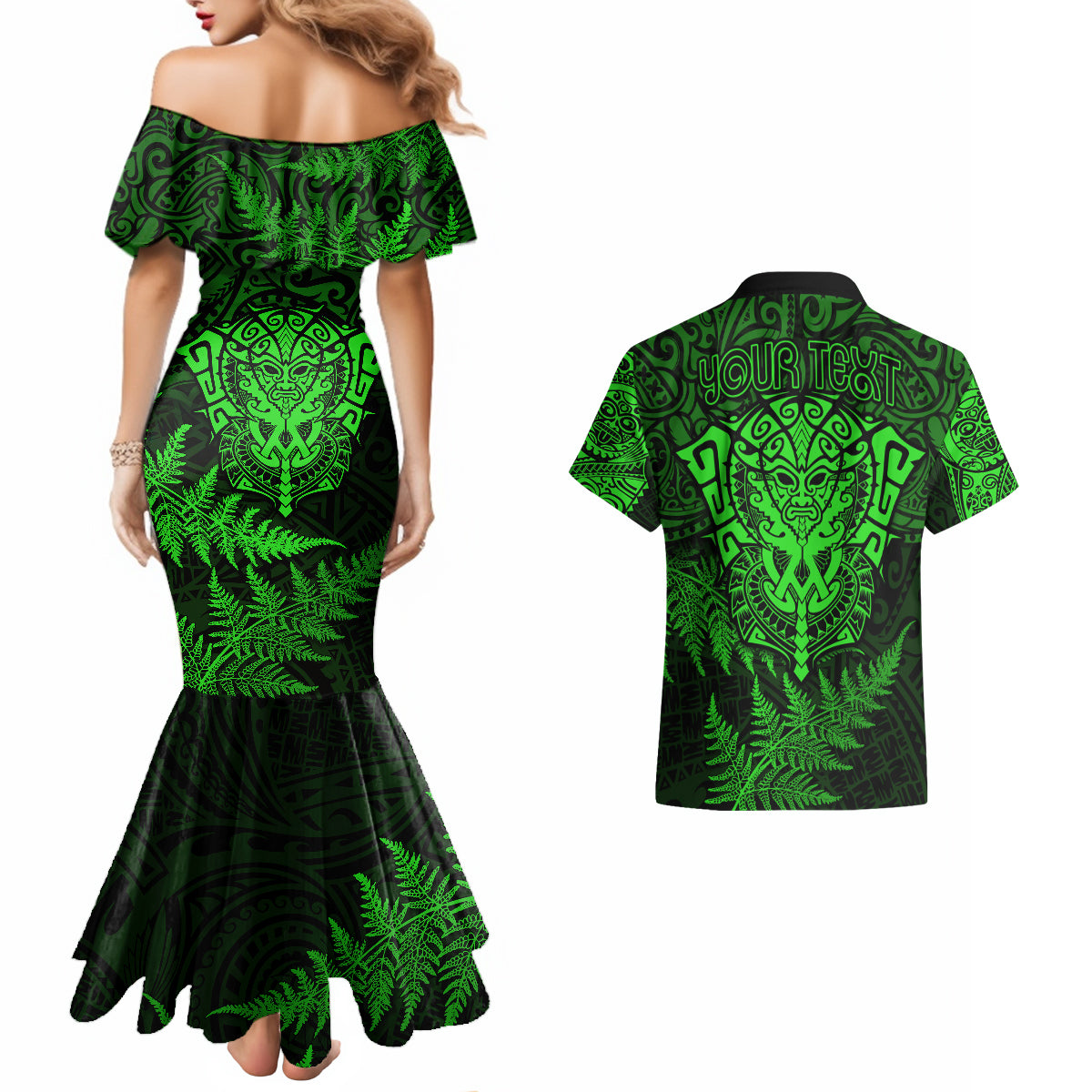 new-zealand-rugby-couples-matching-mermaid-dress-and-hawaiian-shirt-silver-fern-all-black-mix-ta-moko-green-style
