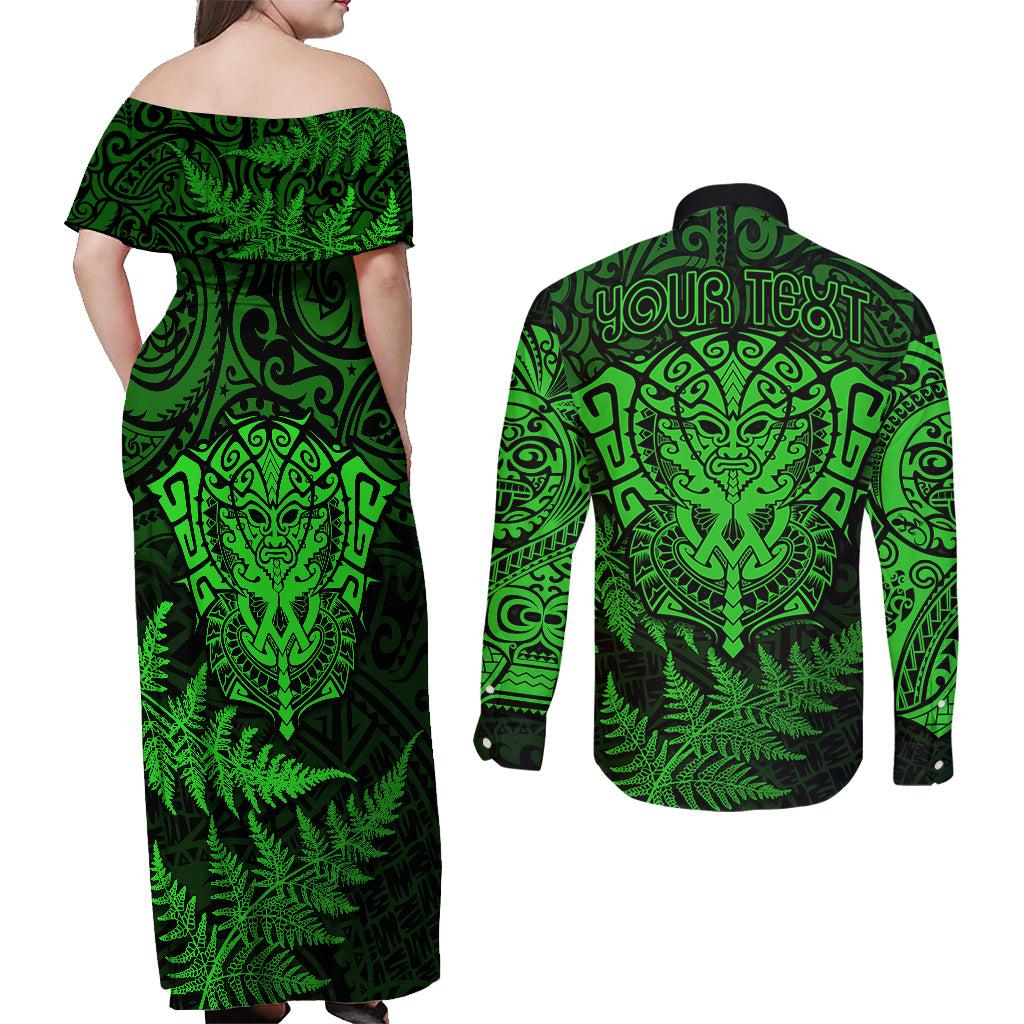 new-zealand-rugby-couples-matching-off-shoulder-maxi-dress-and-long-sleeve-button-shirts-silver-fern-all-black-mix-ta-moko-green-style