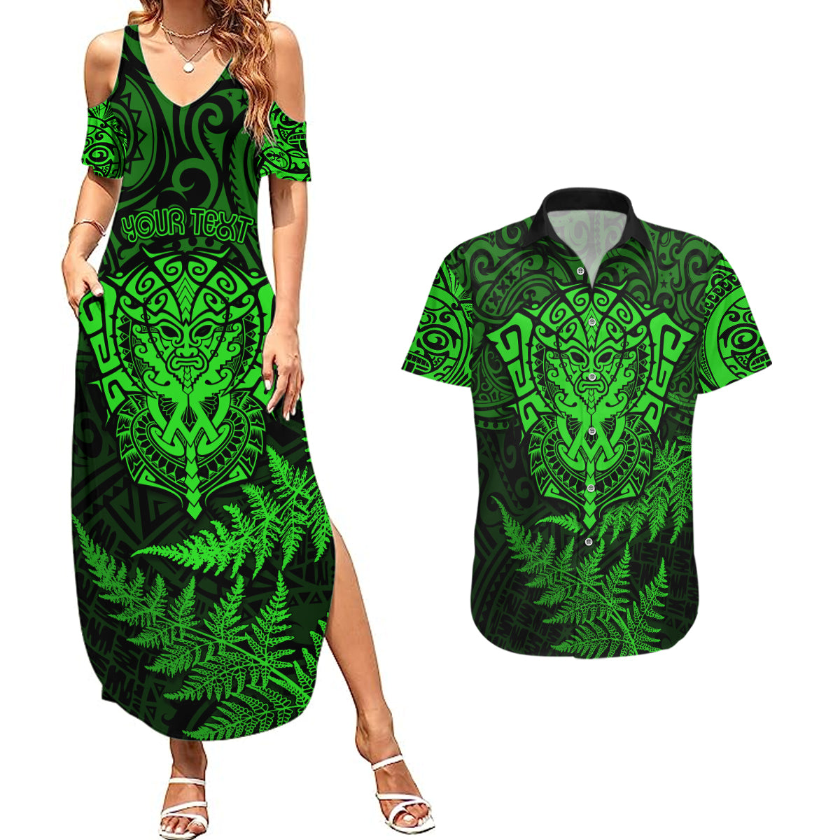 new-zealand-rugby-couples-matching-summer-maxi-dress-and-hawaiian-shirt-silver-fern-all-black-mix-ta-moko-green-style