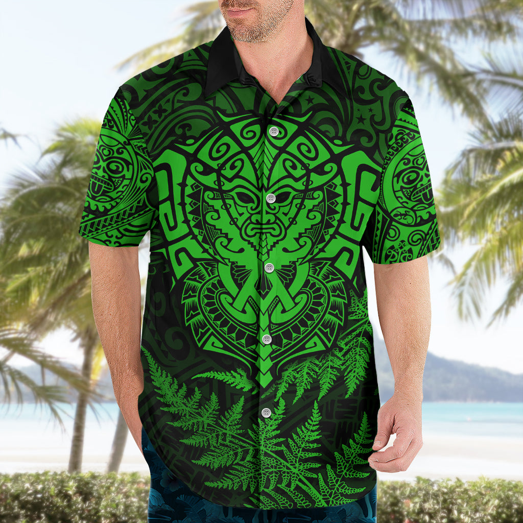 New Zealand Rugby Hawaiian Shirt Silver Fern All Black Mix Ta Moko Green Style - Vibe Hoodie Shop