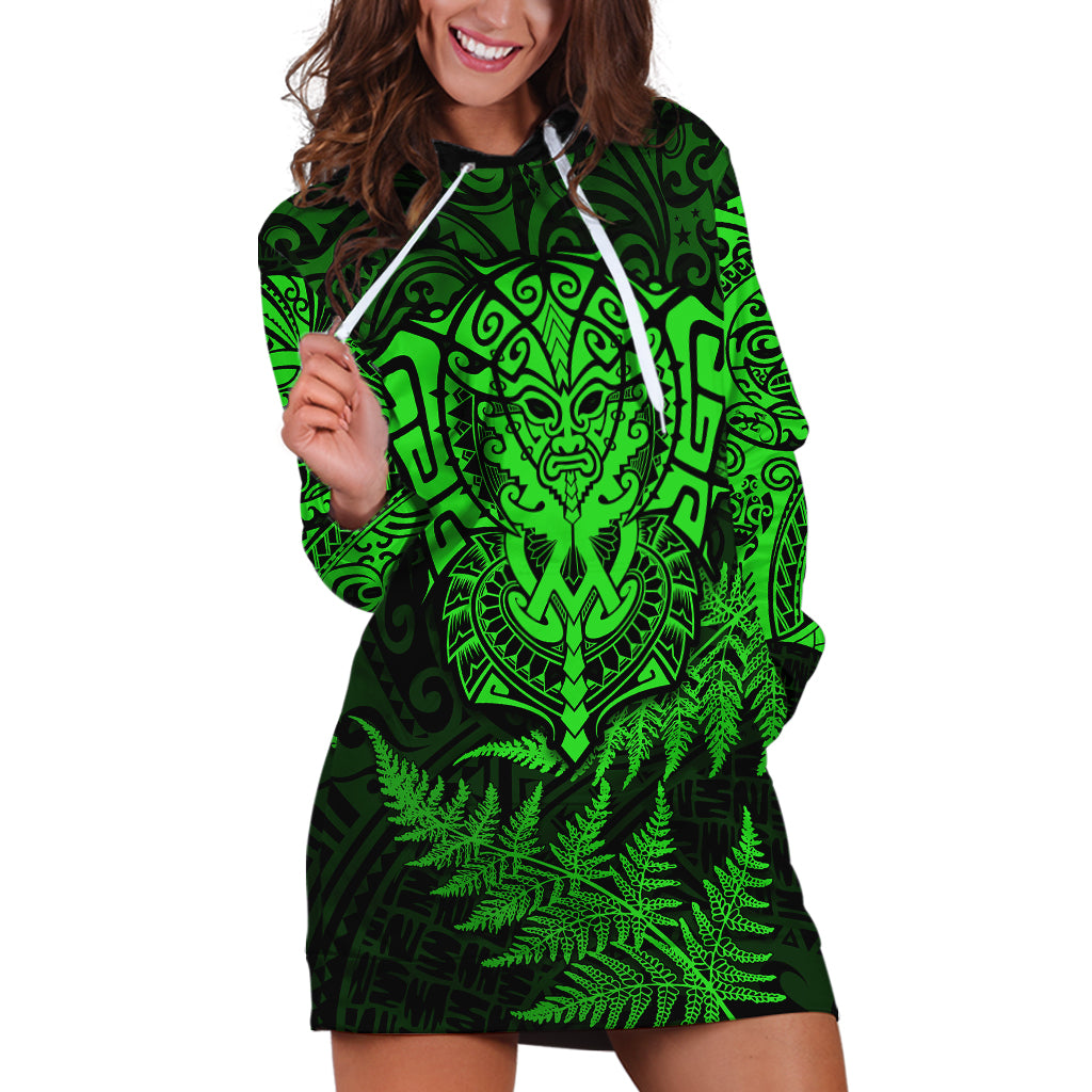New Zealand Rugby Hoodie Dress Silver Fern All Black Mix Ta Moko Green Style - Vibe Hoodie Shop