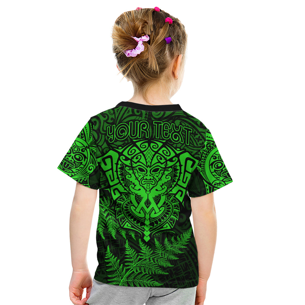 New Zealand Rugby Kid T Shirt Silver Fern All Black Mix Ta Moko Green Style - Vibe Hoodie Shop