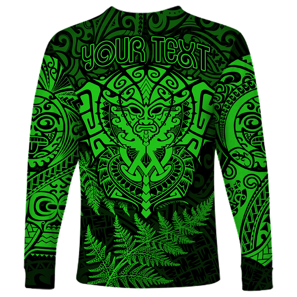 New Zealand Rugby Long Sleeve Shirt Silver Fern All Black Mix Ta Moko Green Style - Vibe Hoodie Shop