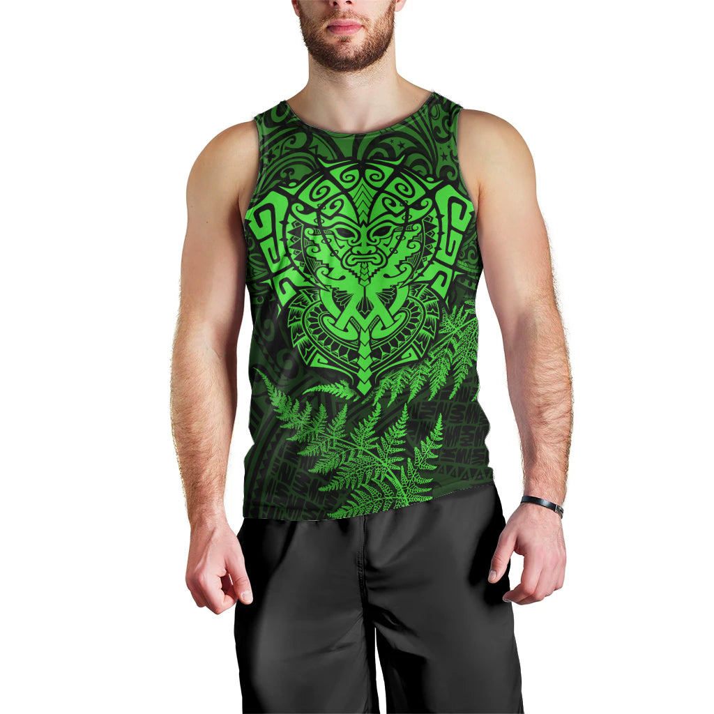 New Zealand Rugby Men Tank Top Silver Fern All Black Mix Ta Moko Green Style - Vibe Hoodie Shop
