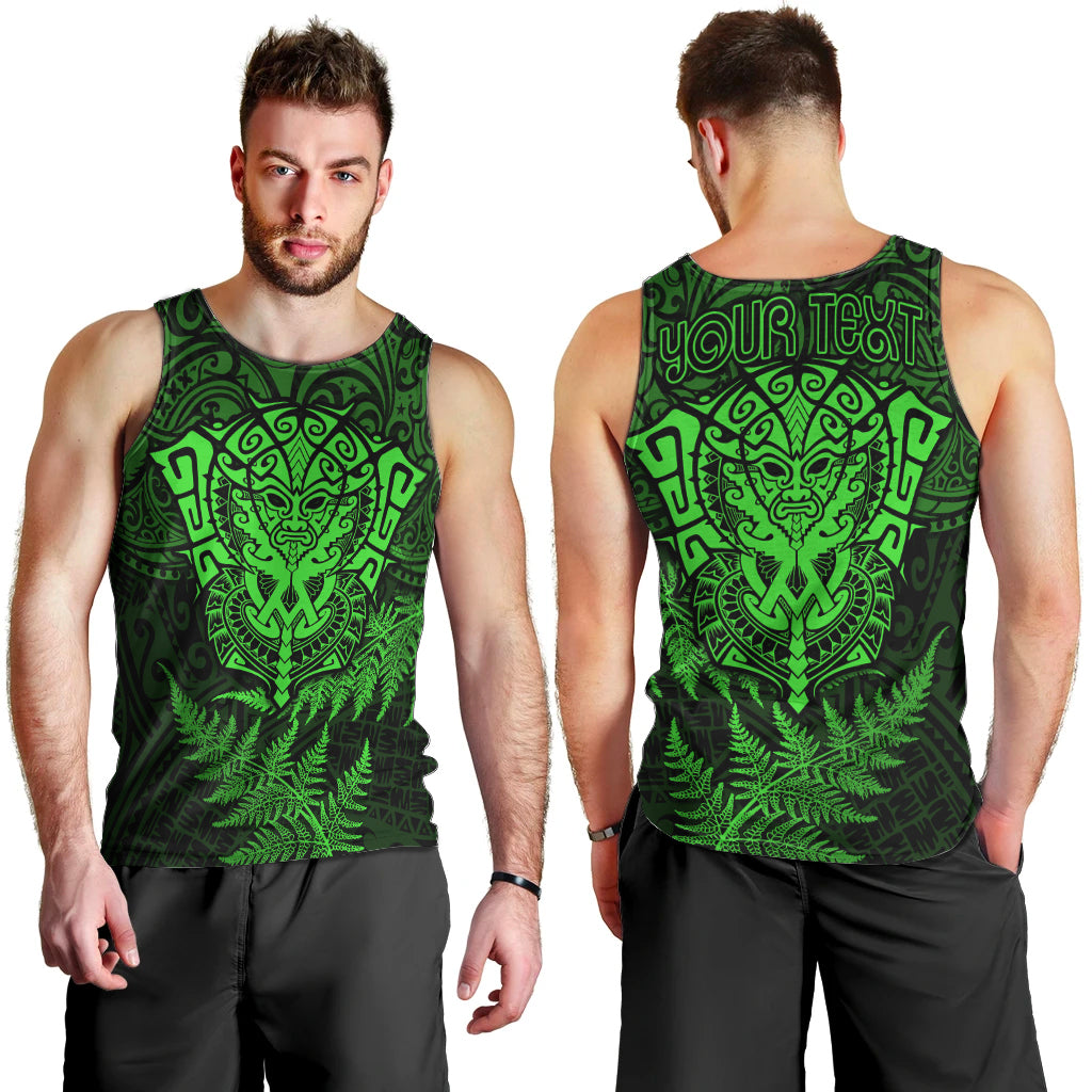 New Zealand Rugby Men Tank Top Silver Fern All Black Mix Ta Moko Green Style - Vibe Hoodie Shop