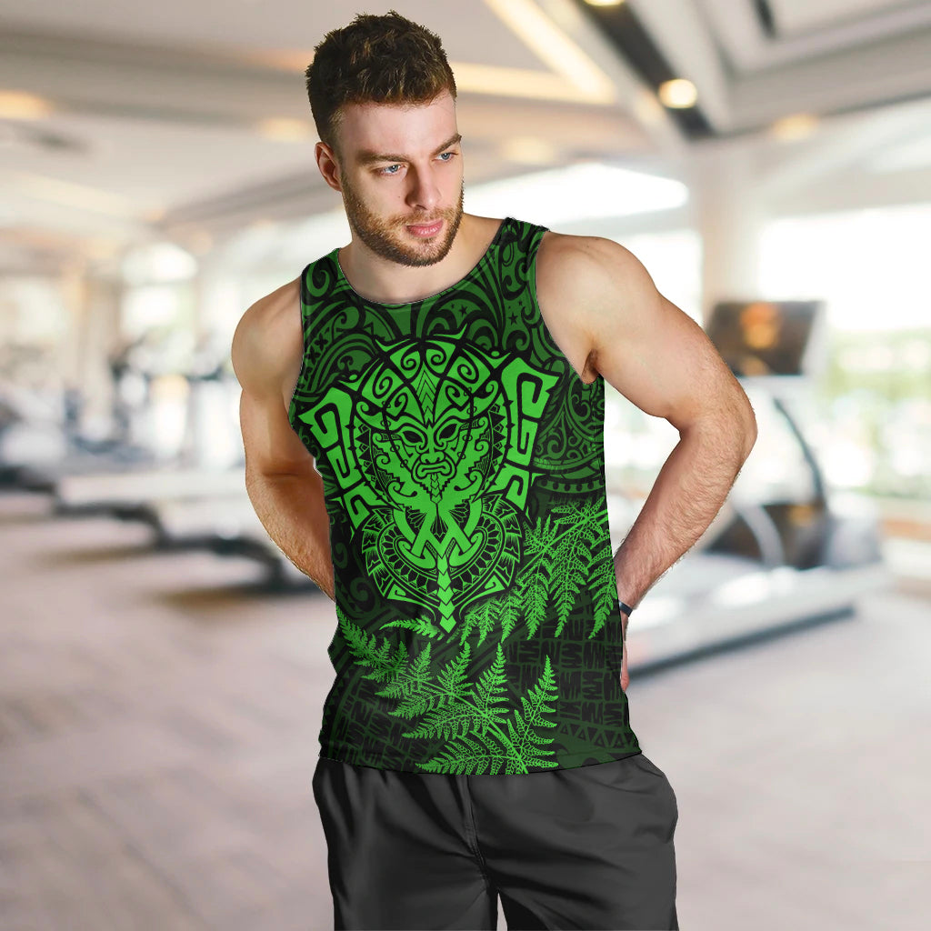 New Zealand Rugby Men Tank Top Silver Fern All Black Mix Ta Moko Green Style - Vibe Hoodie Shop