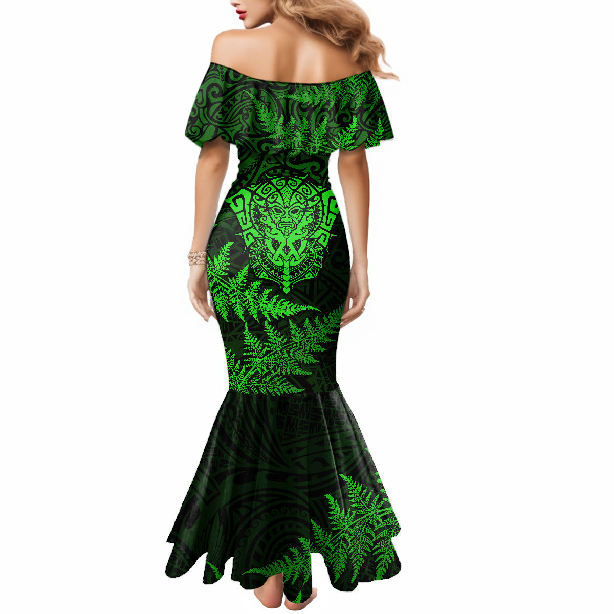 new-zealand-rugby-mermaid-dress-silver-fern-all-black-mix-ta-moko-green-style