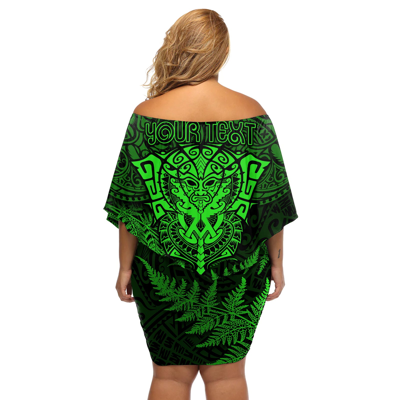 new-zealand-rugby-off-shoulder-short-dress-silver-fern-all-black-mix-ta-moko-green-style
