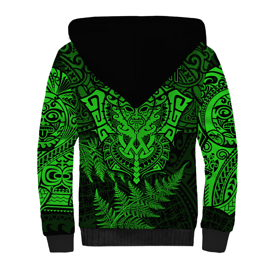 New Zealand Rugby Sherpa Hoodie Silver Fern All Black Mix Ta Moko Green Style - Vibe Hoodie Shop